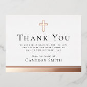 バラ金ゴールドクロス及縁どび悔やみや弔慰サンキューカード 箔招待状ポストカード (正面)