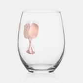 バラ金ゴールドグラスグリッタールック ステムなしワイングラス (左)