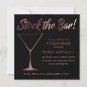 バラ金ゴールドグラデーションカップルストックザバーシャワー 招待状 (正面)