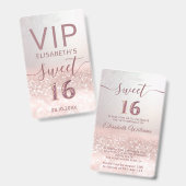 バラ金ゴールドグラデーショングリッタースクリプトSweet 16 VIPバッジ バッジ (Front & Back)
