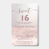 バラ金ゴールドグラデーショングリッタースクリプトSweet 16 VIPバッジ バッジ (Back)