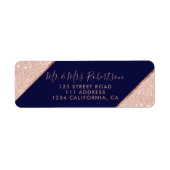 バラ金ゴールドグラデーショングリッタースクリプ結婚トnavy blue's ラベル (正面)