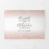 バラ金ゴールドグラデーショングリッターホワイトスクリプト結婚フォト 三つ折り招待状 (カバー)