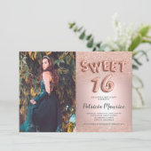 バラ金ゴールドグラデーショングリッターレターフォイルスイート16 招待状 (スタンド正面)