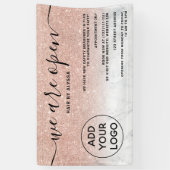 バラ金ゴールドグラデーショングリッターロゴ大理石オープン 横断幕 (縦)