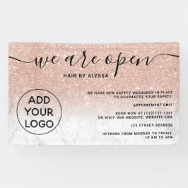 バラ金ゴールドグラデーショングリッターロゴ大理石オープン 横断幕