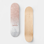 バラ金ゴールドグラデーショングリッター大理石シック追加あなたの名前 スケートボード (正面)