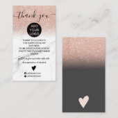 バラ金ゴールドグラデーショングリッター大理石感謝してい注文 名刺 (正面/裏面)