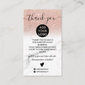 バラ金ゴールドグラデーショングリッター大理石感謝してい注文 名刺 (正面)