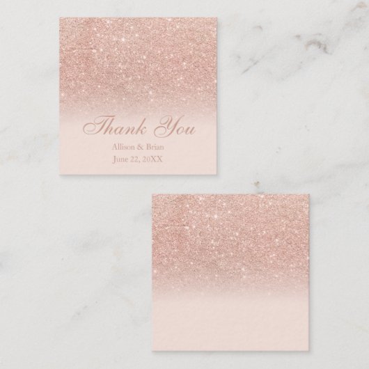 バラ金ゴールドグラデーショングリッター感謝してい赤面結婚ユーズ スクエア名刺 (正面/裏面)