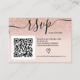 バラ金ゴールドグラデーショングリッター結婚式rsvp Qrコード写真 エンクロージャーカード