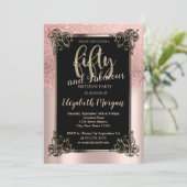 バラ金ゴールドグラデーショングリッター縁ど50thバースデーパーティー 招待状 (スタンド正面)