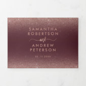 バラ金ゴールドグラデーショングリッター赤ブルガ結婚ンディ 三つ折り招待状 (カバー)