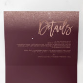 バラ金ゴールドグラデーショングリッター赤ブルガ結婚ンディ 三つ折り招待状 (内部最初)