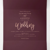 バラ金ゴールドグラデーショングリッター赤ブルガ結婚ンディ 三つ折り招待状 (内部中)