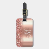 バラ金ゴールドグラデーショングリッター金属モノグラムラゲッジ ラゲッジタグ (正面縦)