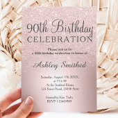 バラ金ゴールドグラデーショングリッター金属性90歳の誕生日 招待状