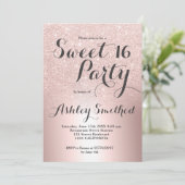 バラ金ゴールドグラデーショングリッター金属箔Sweet 16 招待状 (スタンド正面)