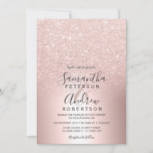 バラ金ゴールドグラデーショングリッター金結婚属箔 招待状 (正面)