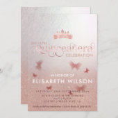 バラ金ゴールドグラデーションバタフライティアラ 招待状 (正面/裏面)