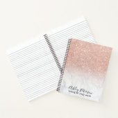 バラ金ゴールドグラデーションピンク白大理石の化粧用ヘア ノートブック (内部)