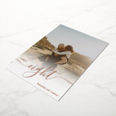 バラ金ゴールドグラデーション写真結婚グラフの表番号 箔招待状 (回転した状態)