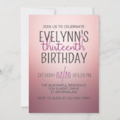 バラ金ゴールドグラデーション誕生日 招待状 (正面)