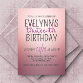 バラ金ゴールドグラデーション誕生日 招待状