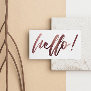 バラ金ゴールドグラデーションHello in Handwriting on White 名刺
