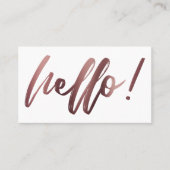 バラ金ゴールドグラデーションHello in Handwriting on White 名刺 (正面)