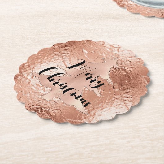 バラ金ゴールドグラムグリッタークリスマスツリー ペーパーコースター (アングル)