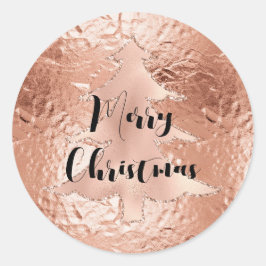 バラ金ゴールドグラムグリッタークリスマスツリー ラウンドシール