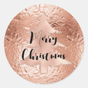 バラ金ゴールドグラムグリッタークリスマスツリー ラウンドシール