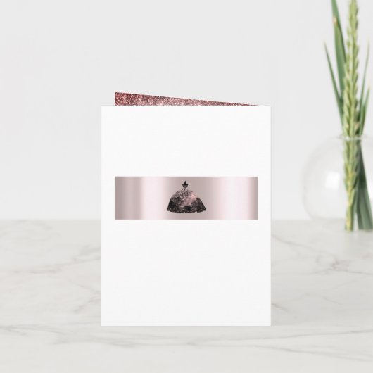 バラ金ゴールドグラムグリッタースパークスウィート16誕生日 招待状 (裏面)