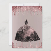 バラ金ゴールドグラムグリッタースパークスウィート16誕生日 招待状 (裏面)