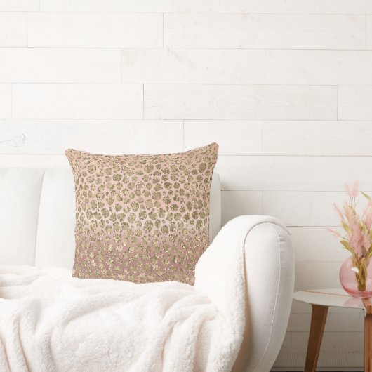 バラ金ゴールドグラムグリッターレオパード クッション (ソファ)