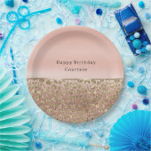 バラ金ゴールドグラムグリッターレオパード ペーパープレート (パーティー)