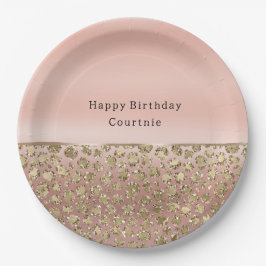 バラ金ゴールドグラムグリッターレオパード ペーパープレート