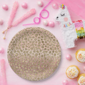 バラ金ゴールドグラムグリッターレオパード ペーパープレート (パーティー)