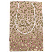 バラ金ゴールドグラムグリッターレオパード ミディアムペーパーバッグ (正面)