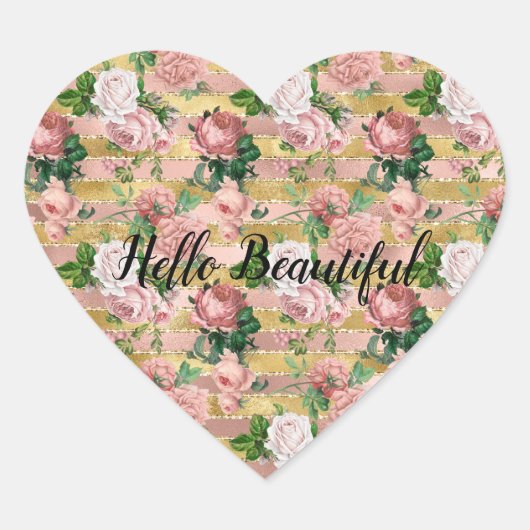 バラ金ゴールドグラムグリッツバラストライプフローラ ハートシール (正面)