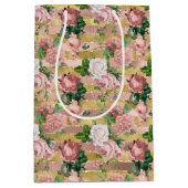 バラ金ゴールドグラムグリッツバラストライプフローラ ミディアムペーパーバッグ (正面)