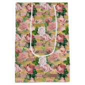 バラ金ゴールドグラムグリッツバラストライプフローラ ミディアムペーパーバッグ (裏面)