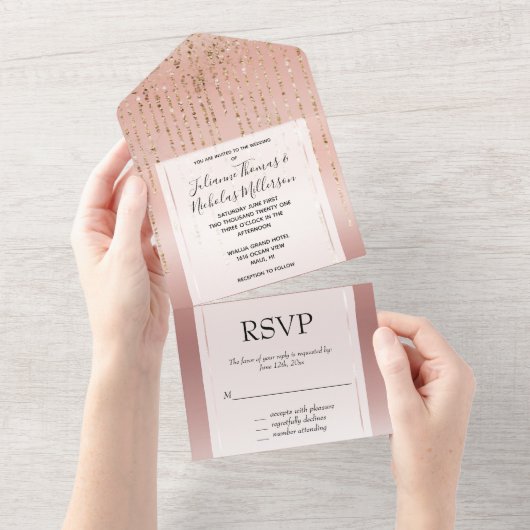 バラ金ゴールドグラムストリング オールインワン招待状 (貼ってはがせる)