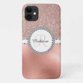 バラ金ゴールドグラムダイヤモンドモノグラムトレンディー Case-Mate iPhoneケース (裏面)