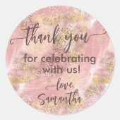 バラ金ゴールドグラムパーティーフェイクグリッターサンキュービッグ ラウンドシール (正面)