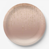 バラ金ゴールドグラムピーチスパークルストリングス結婚ズ ペーパープレート (正面)