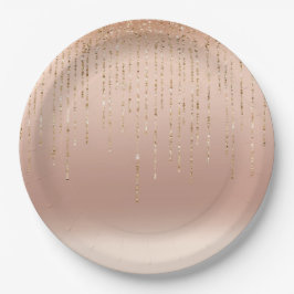 バラ金ゴールドグラムピーチスパークルストリングス結婚ズ ペーパープレート