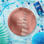 バラ金ゴールドグラムユニコーン誕生日 ペーパープレート (パーティー)