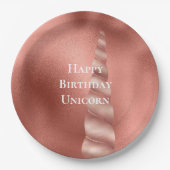 バラ金ゴールドグラムユニコーン誕生日 ペーパープレート (正面)